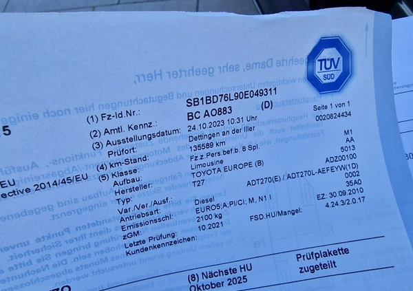 Toyota Avensis cena 31990 przebieg: 137158, rok produkcji 2010 z Skarszewy małe 407